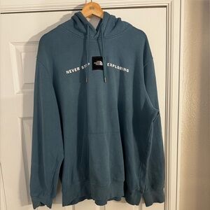 The North Face Teal Pullover Hoodie with Chest Logo